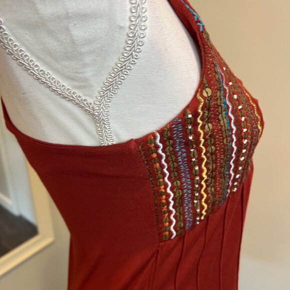 Boston Proper Rust Embroidered Sequined Racerback Tank Top, Size XS - Picture 8 of 13